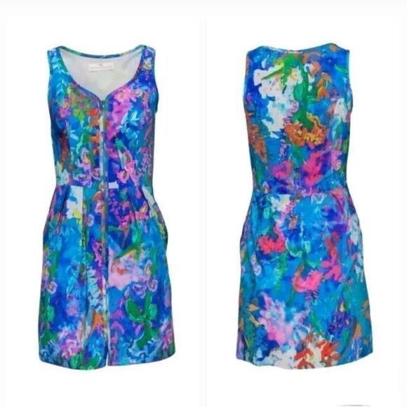 NEW Amanda Uprichard 100% Silk Multicolor Watercolor Zip-Up Dress Size Small - Picture 10 of 10